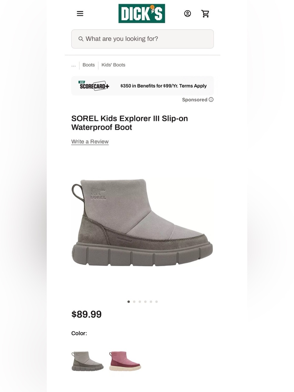 SOREL NEW w/Box,Explorer lll youth (Sz 2y) Slip-on waterproof Boots